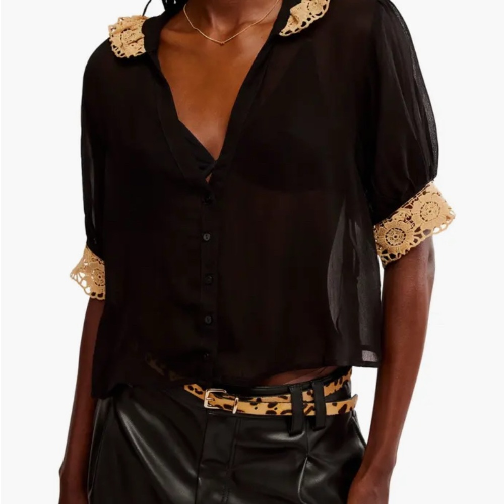 [Free People] Top with Lace detail - Picture 4 of 6